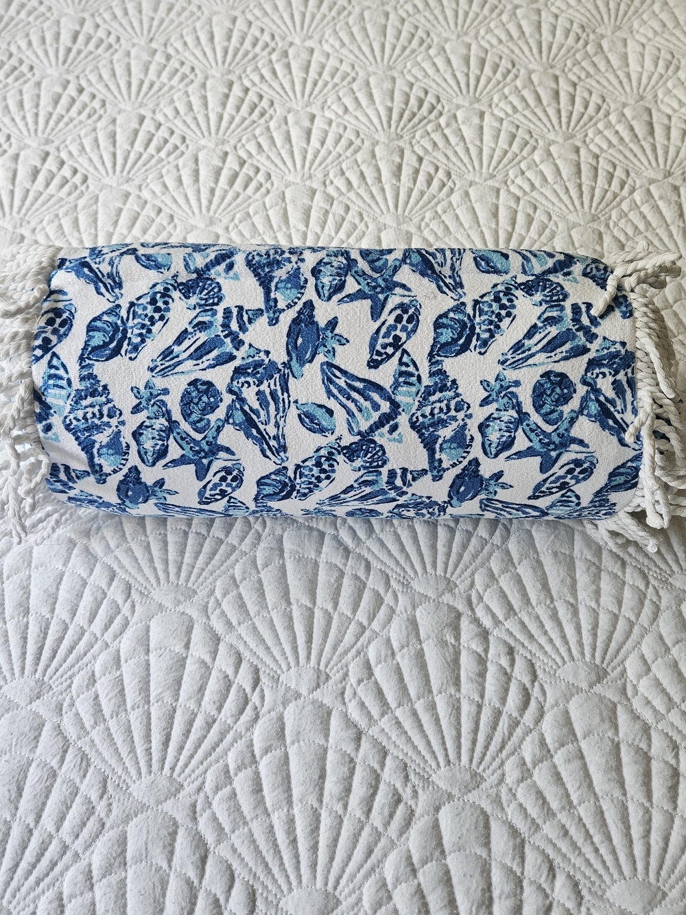 Lilly Pulitzer Blue Seashell Print Bolster Pillow